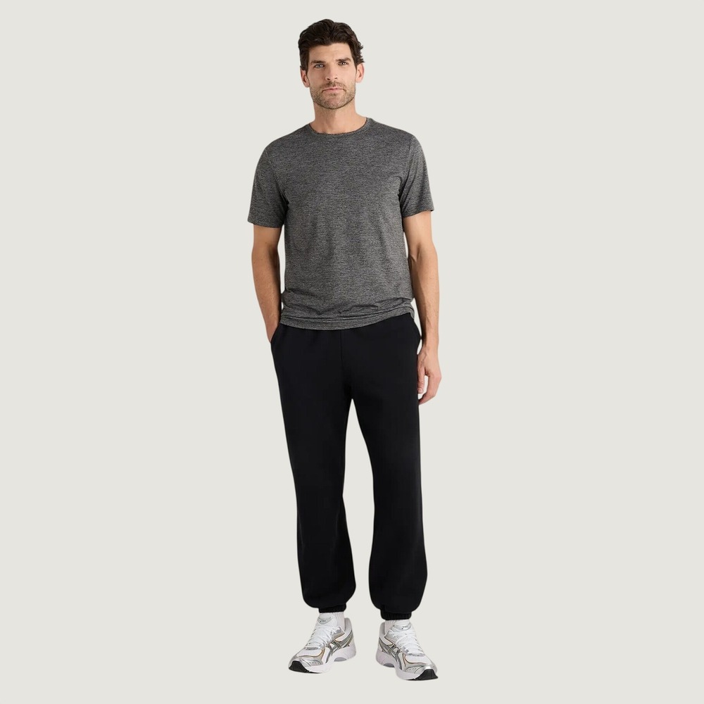 Quince Mens Cotton Modal Stretch Crewneck T-Shirt Heather Charcoal Gray SMALL